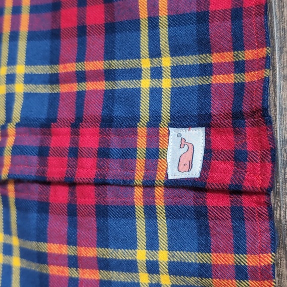 Vineyard Vines Murray Plaid Flannel Shirt Size Large Slim Fit in Blue / Red - Picture 3 of 6